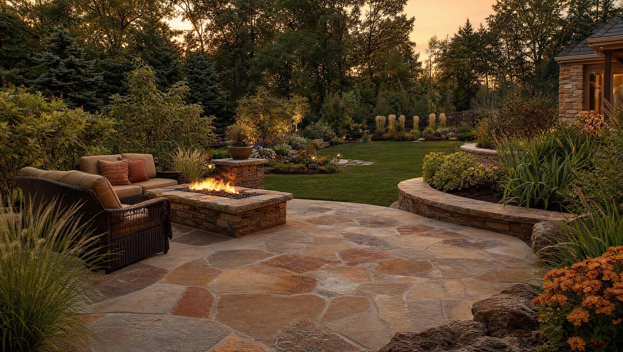 Backyard patio and fire feature